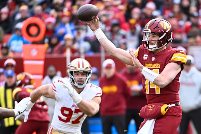 Sam Howell won the first start of his career against the Dallas Cowboys in Week 18 last season.